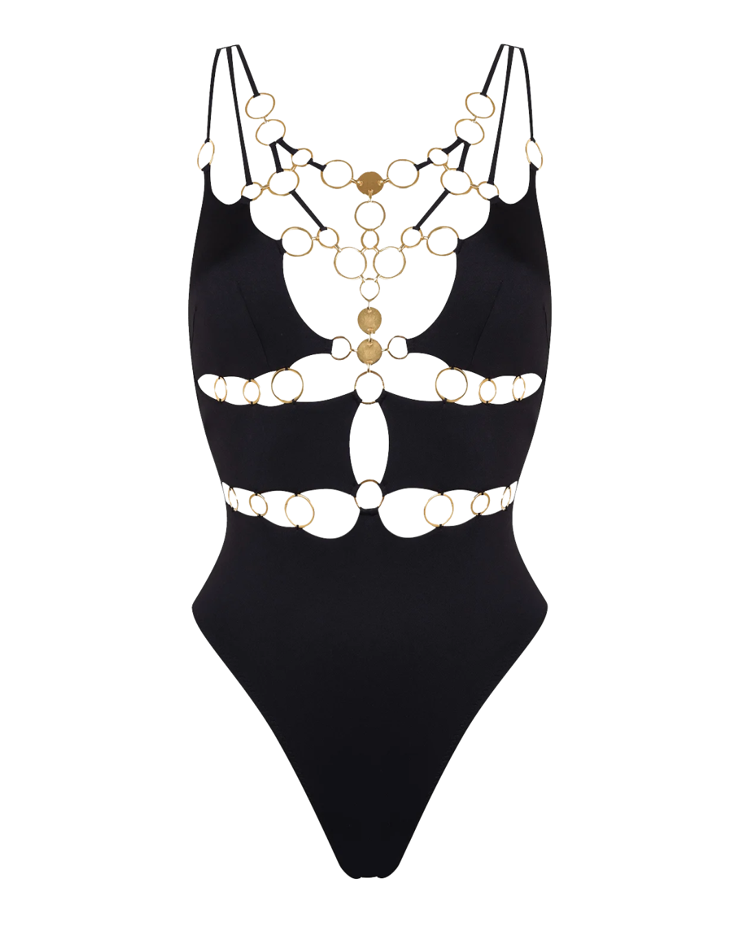 Agent Provocateur Black Davine Swimsuit Gold Chains