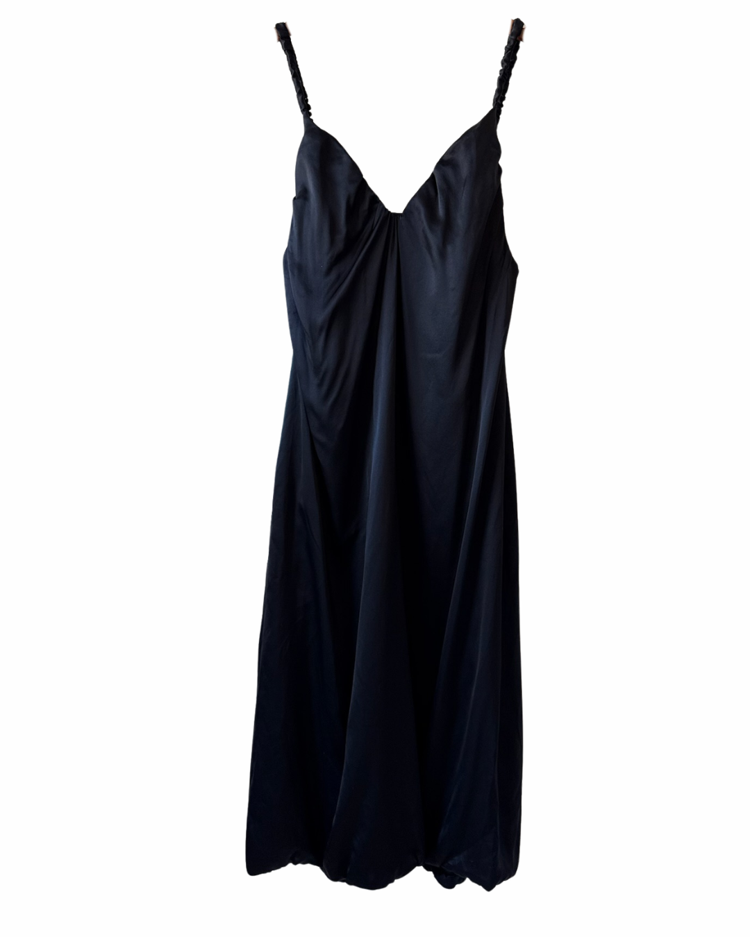 Dodo Bar Or Black Satin Ruched Straps Midi Dress
