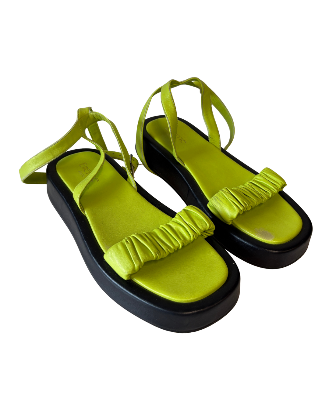 Elleme Neon Green Leather Sandals