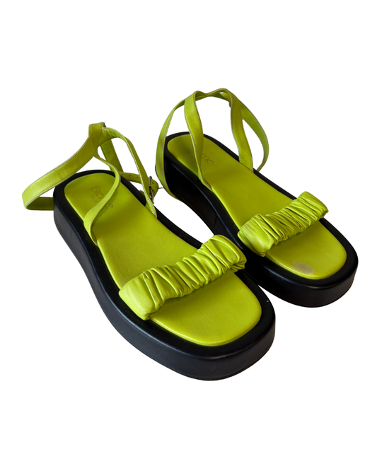 Elleme Neon Green Leather Sandals