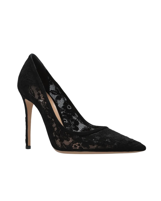 Gianvito Rossi Black Lace Claudia Pumps 105