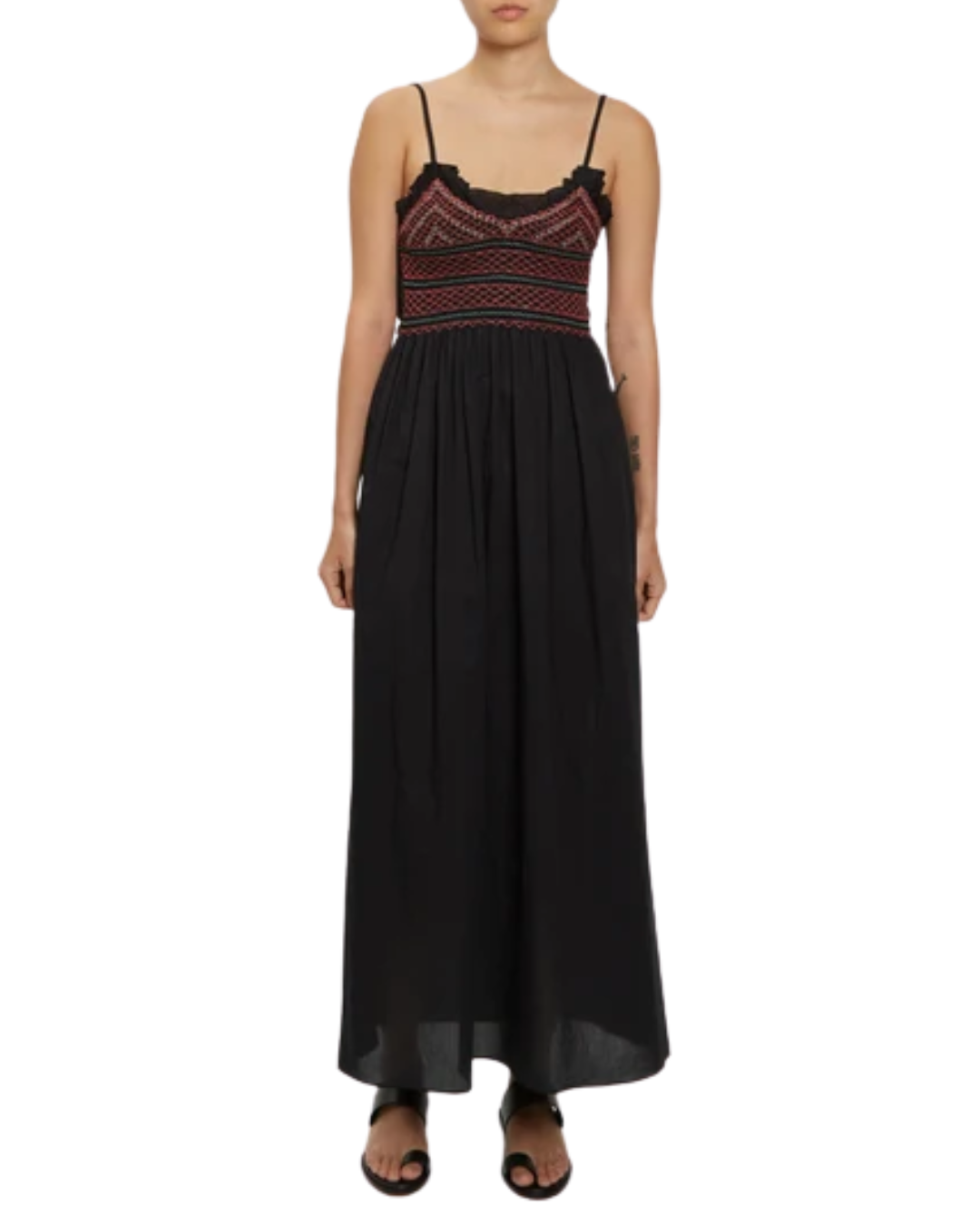 Loretta Caponi Black Cotton Bianca Dress
