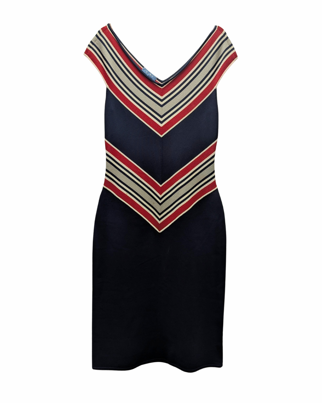 Mugler Couture Navy Red White Dress