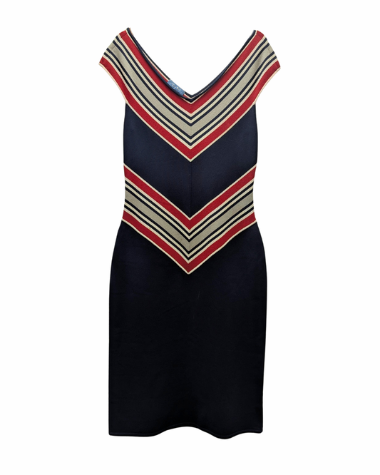 Mugler Couture Navy Red White Dress
