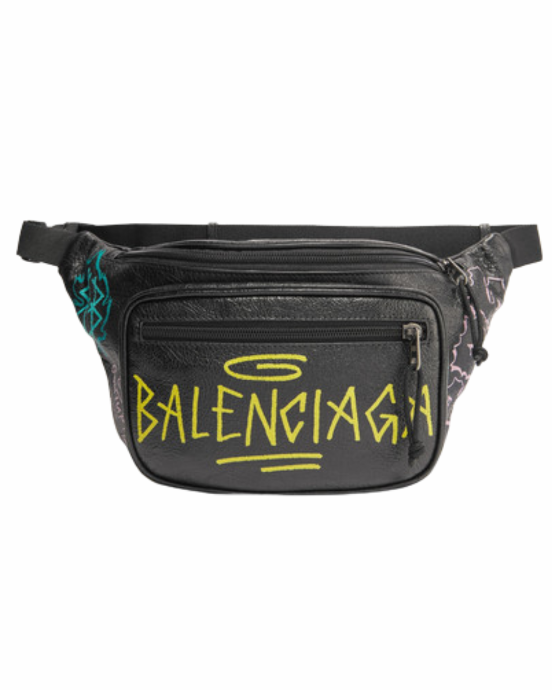 Balenciaga Black Leather Explorer Graffiti Belt Bag