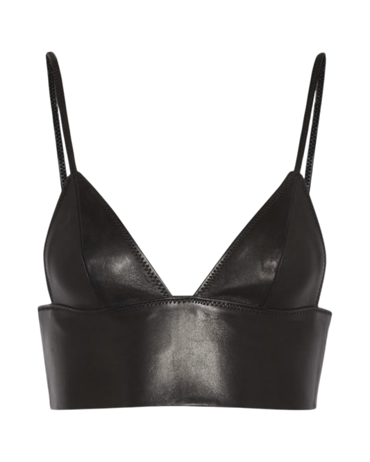 Alexander Wang Black Leather Triangle Bralette Top