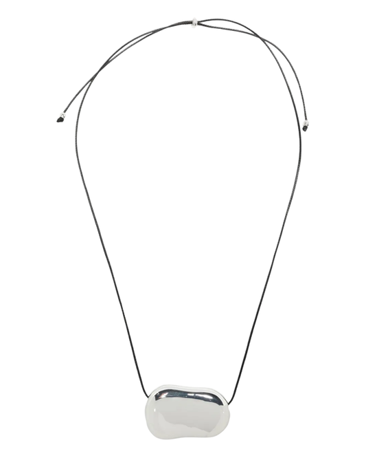 Heaven Mayhem Julia Silver Pendant Black Leather Necklace