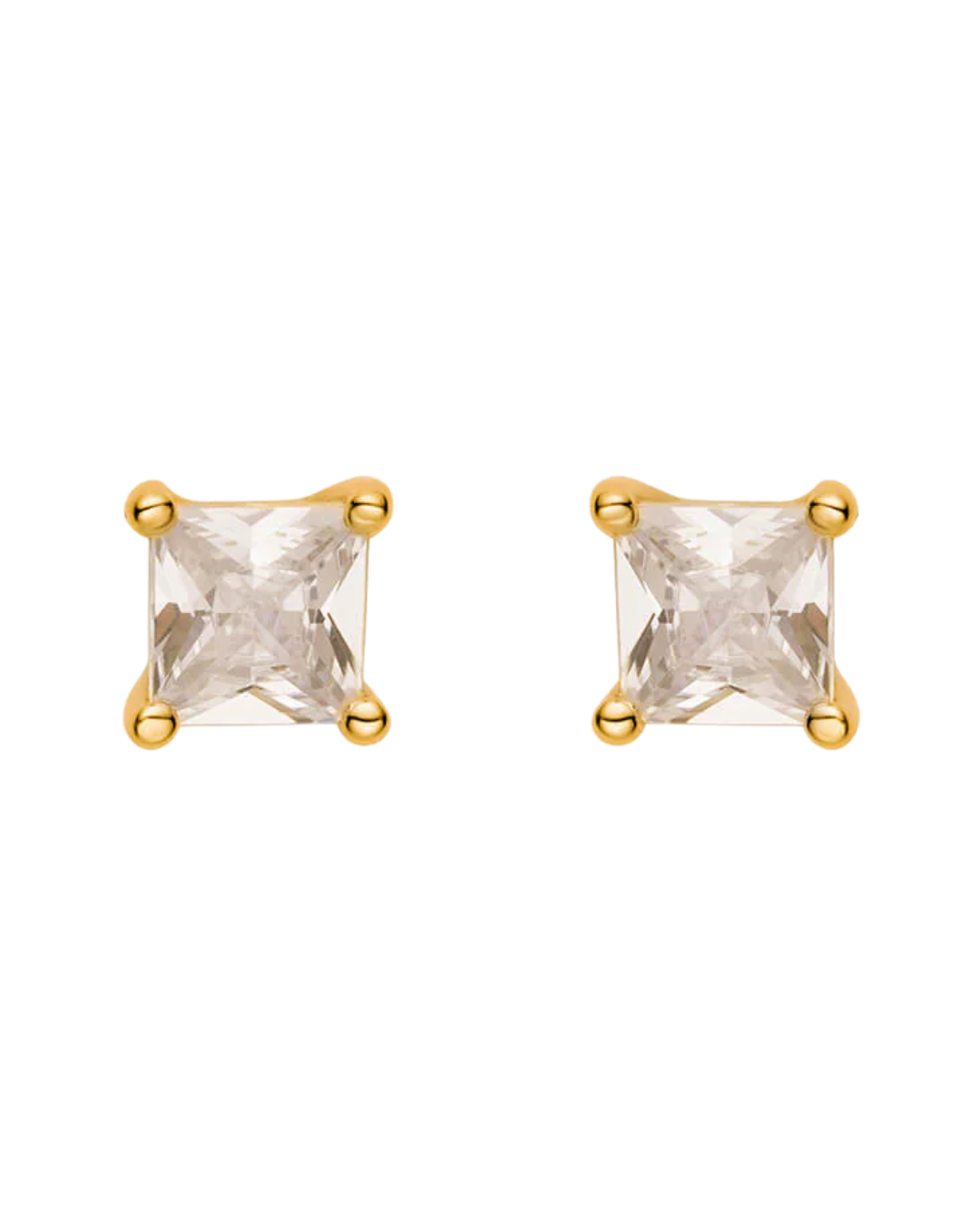 Objkts Gold Crystal Square Earrings