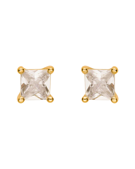 Objkts Gold Crystal Square Earrings