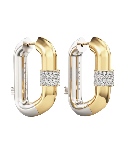 Phoria Vice Carabiner 18ct Gold Vermeil Plated 925 Sterling Silver Hoop Earrings