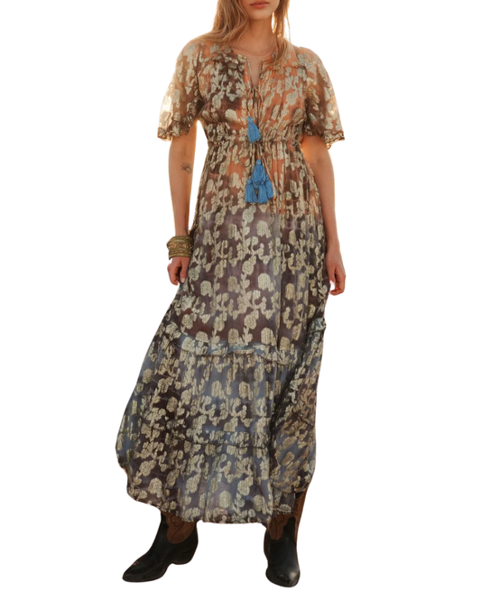 Purple Queen Orange Gold Maxi Dress