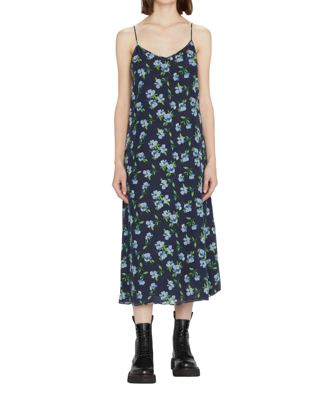 R13 Blue Floral midi tiered dress