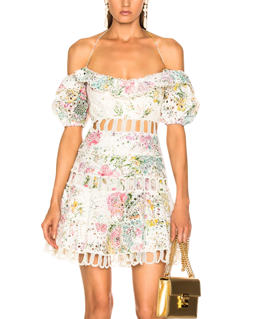 Zimmermann Heathers Garden Floral Off Shoulder Mini Dress