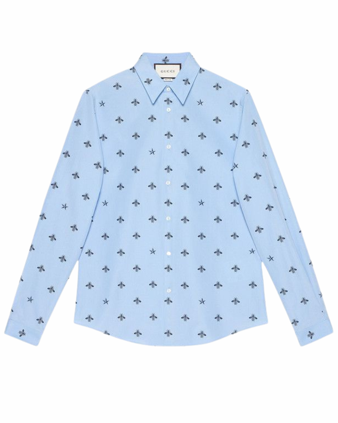 Gucci Blue Bee Motif Duke Shirt