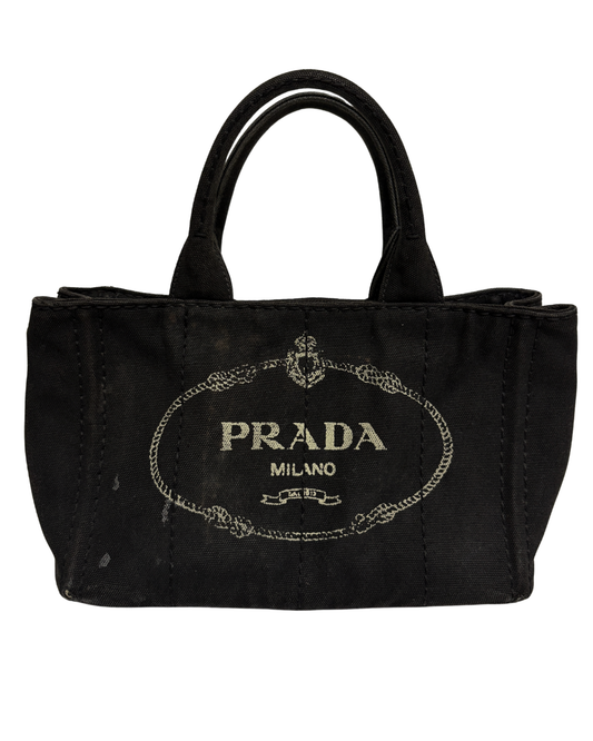 Prada Black Canapa Tote Bag