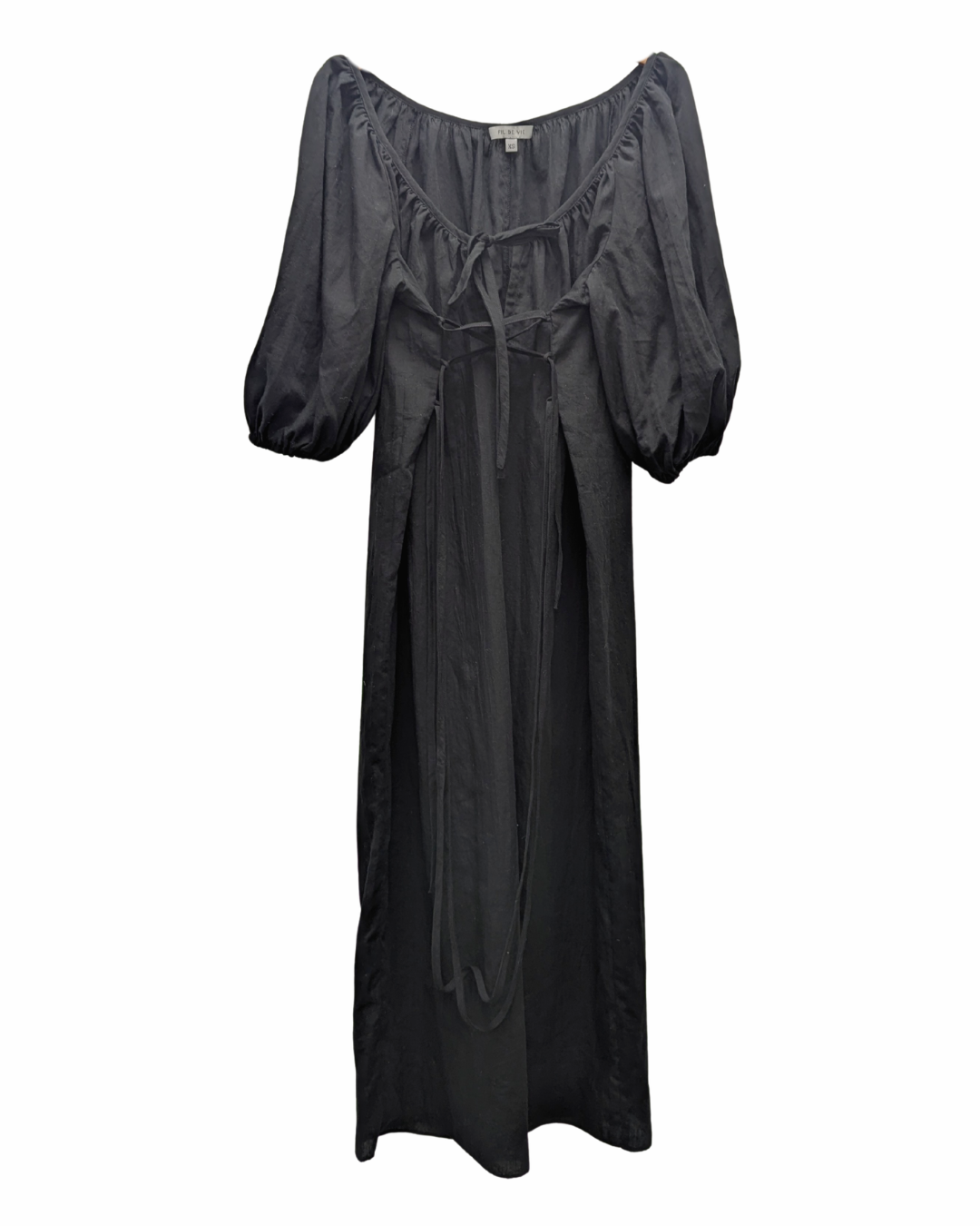 Fil De Vie Black Cotton Maxi Dress