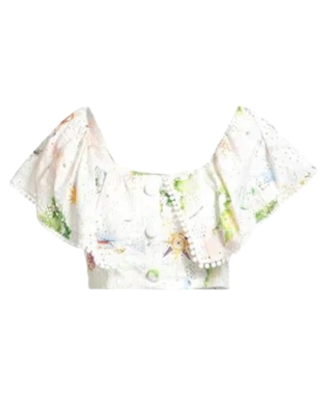 Hayley Menzies White Off Shoulder Printed Top