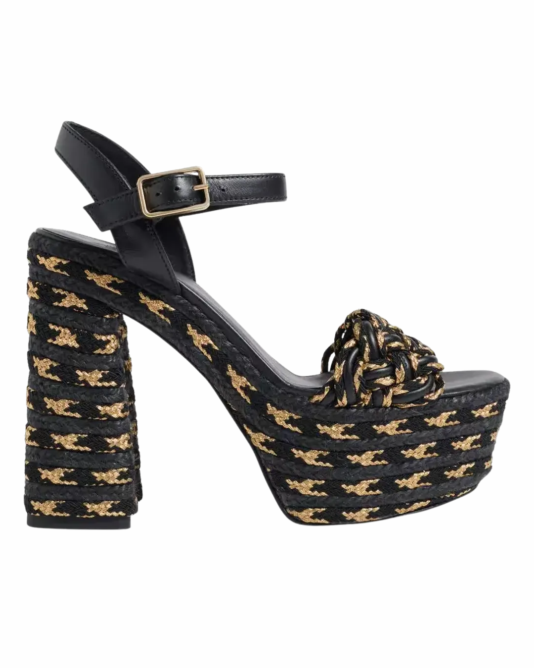 Castaner Anne Black And Gold Platform Sandals