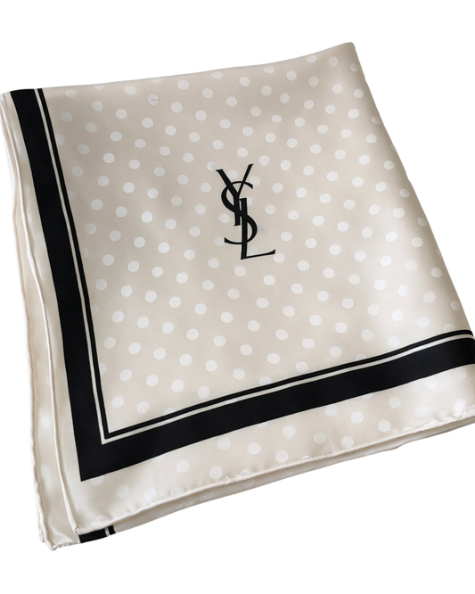 YSL Cream Silk Scarf