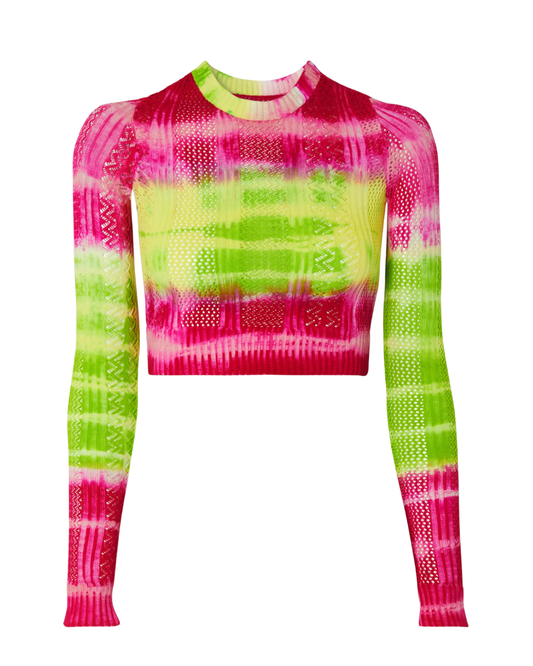 AGR Tie Dye Pointelle Knit Top