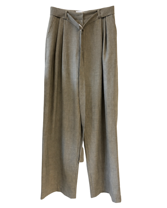 The Frankie Shop Grey Beige Wide Leg Trousers