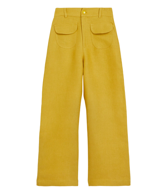 La Veste Mustard Yellow Linen Trousers