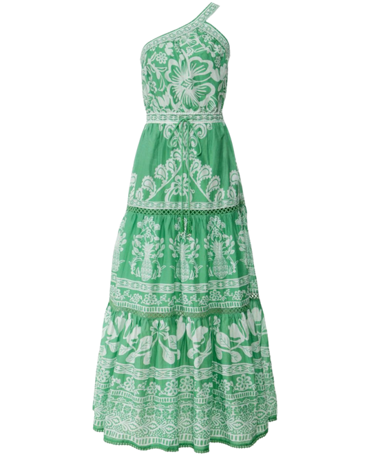 Farm Rio Green Sweet Garden Shoulder Maxi dress