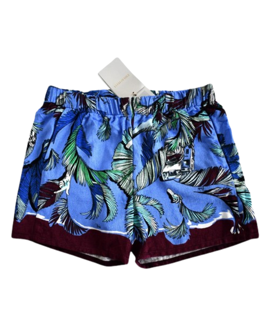 Emilio Pucci Blue Velour Palm Tree Shorts