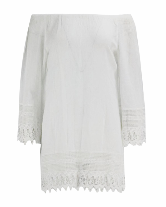 Miguelina White Cotton Coverup