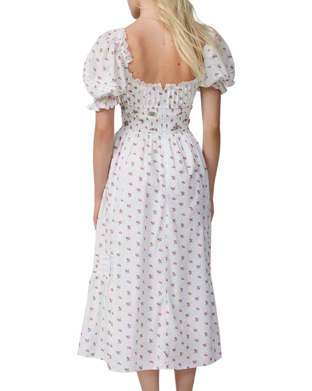 For Love & Lemons Giusti Rosebud Cotton Midi Dress