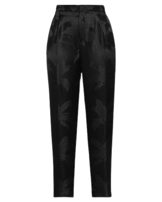 Saint Laurent Black Palm Embossed Silk Blend Trousers