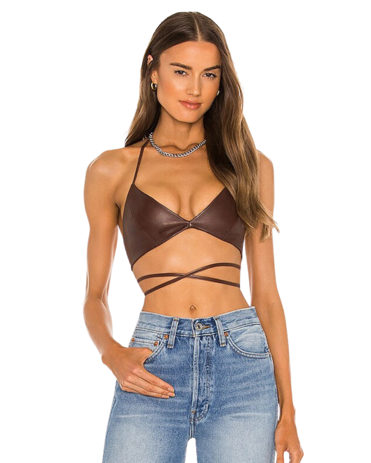 LaMarque Melka Chocolate Brown Leather Bralette