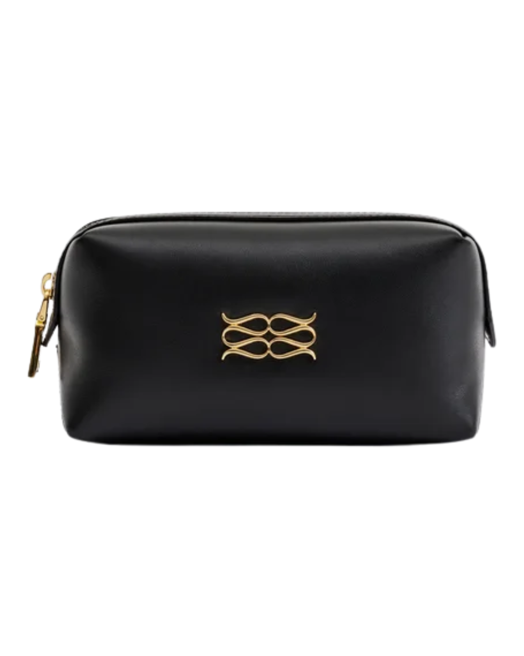 Malina Black Leather Monogram Toiletry Bag