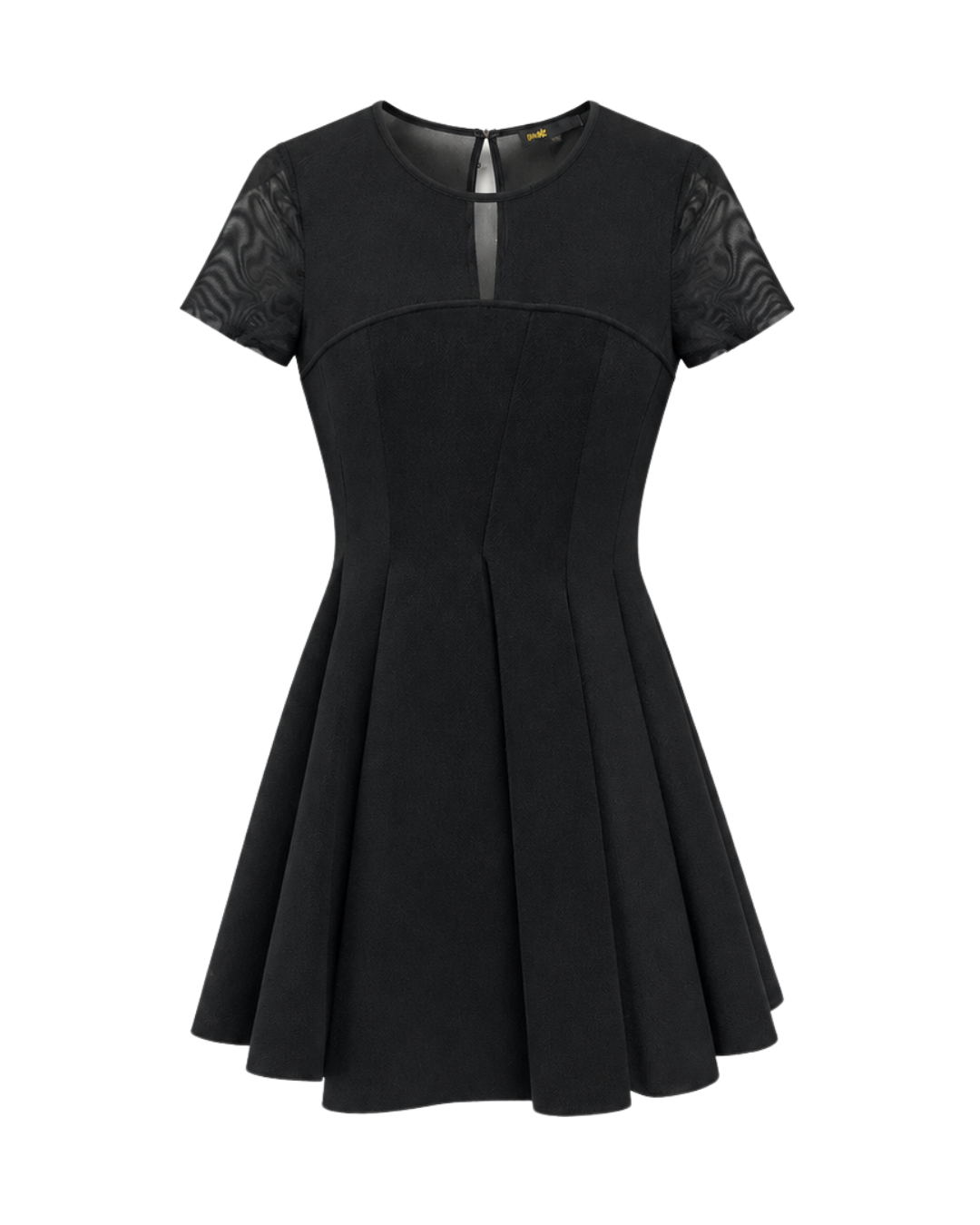 Maje Black Mesh Panel Mini Dress