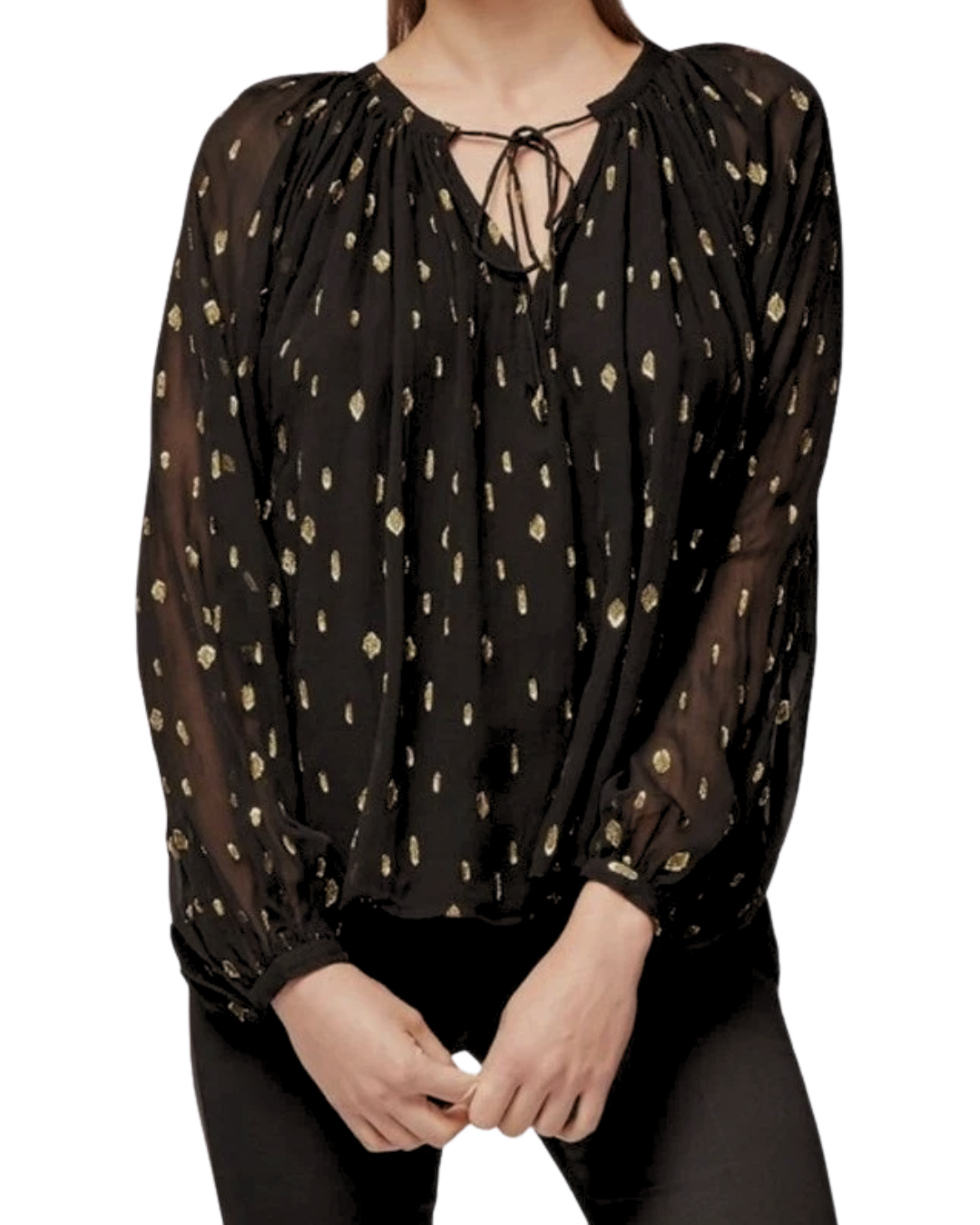 Frame Peasant Black Blouse With Gold Flecks