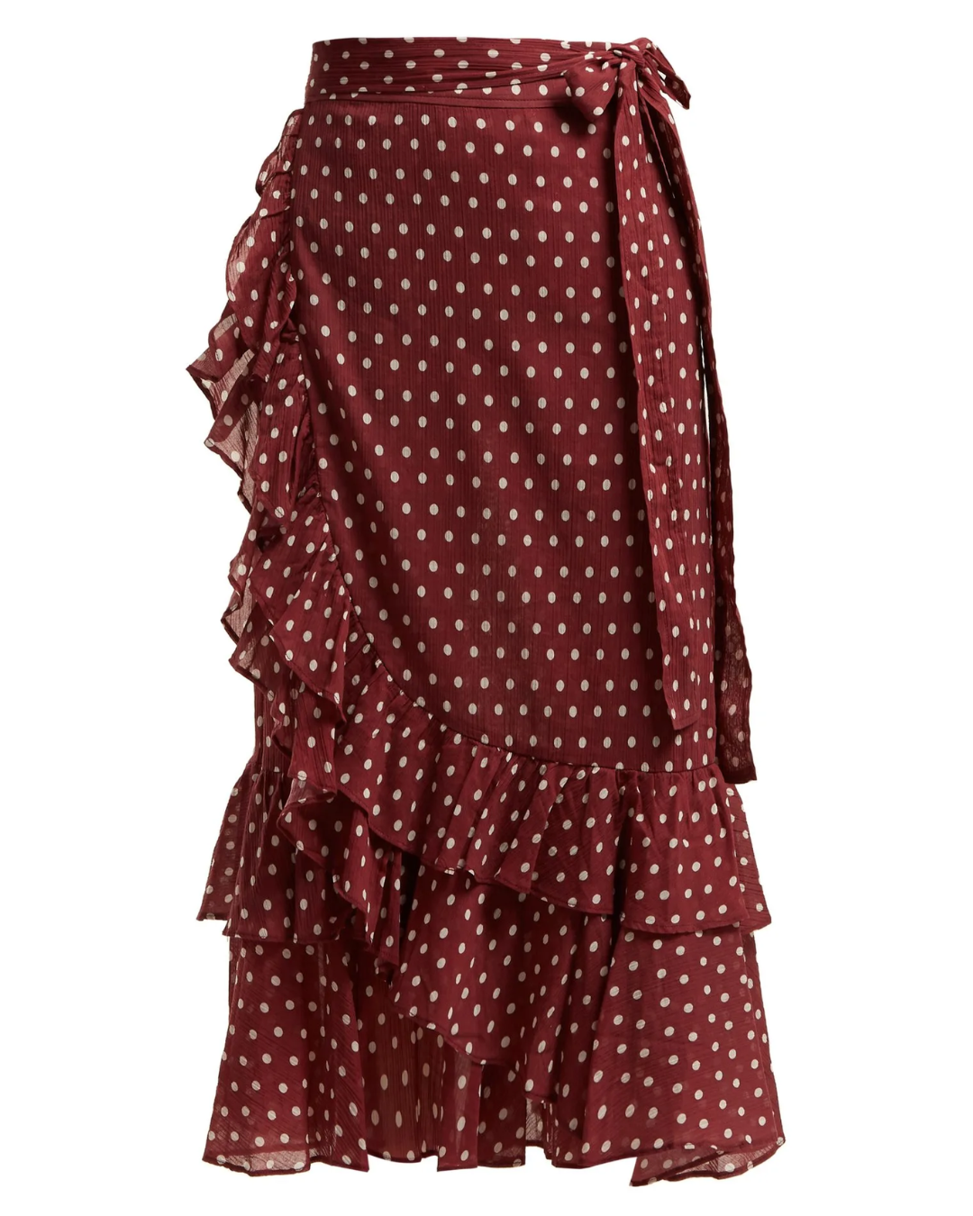 Lee Mathews Burgundy Polka Dot Wrap Skirt