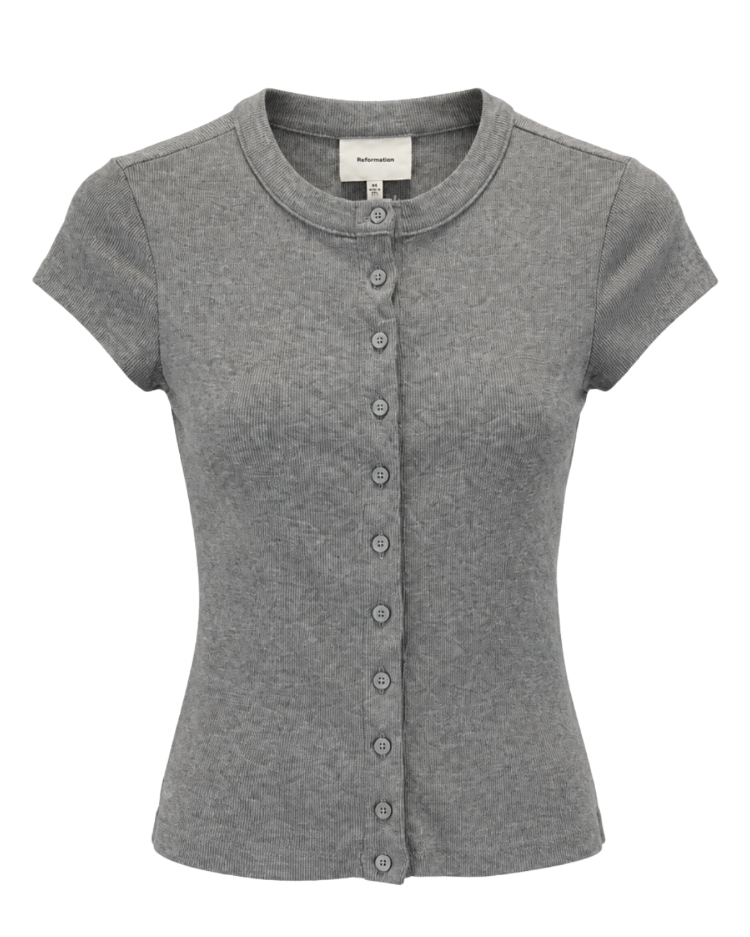 Reformation Grey Button Down Basic Top