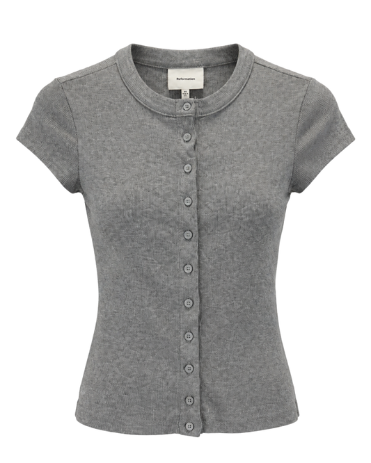 Reformation Grey Button Down Basic Top