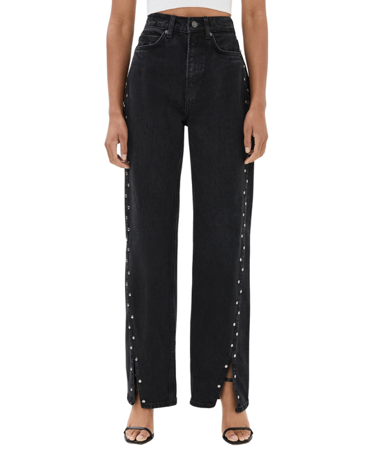 Reformation Black Cary High Rise Slouchy Straight Leg Jeans