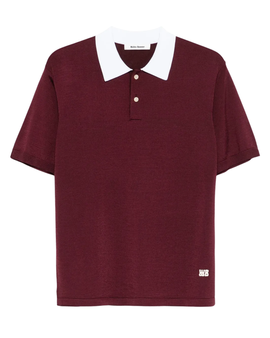 Wales Bonner Burgundy Knit Polo Top