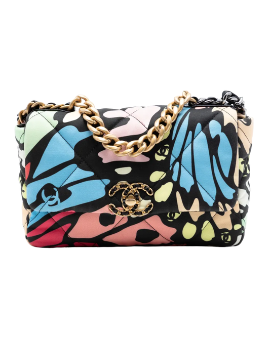 Chanel 19 Medium Multicolour Printed Canvas Flap Bag