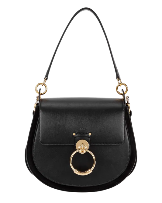 Chloé Black Leather Tess Shoulder Bag