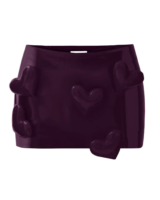 Cult Naked Plum Purple Patent Heart Skirt