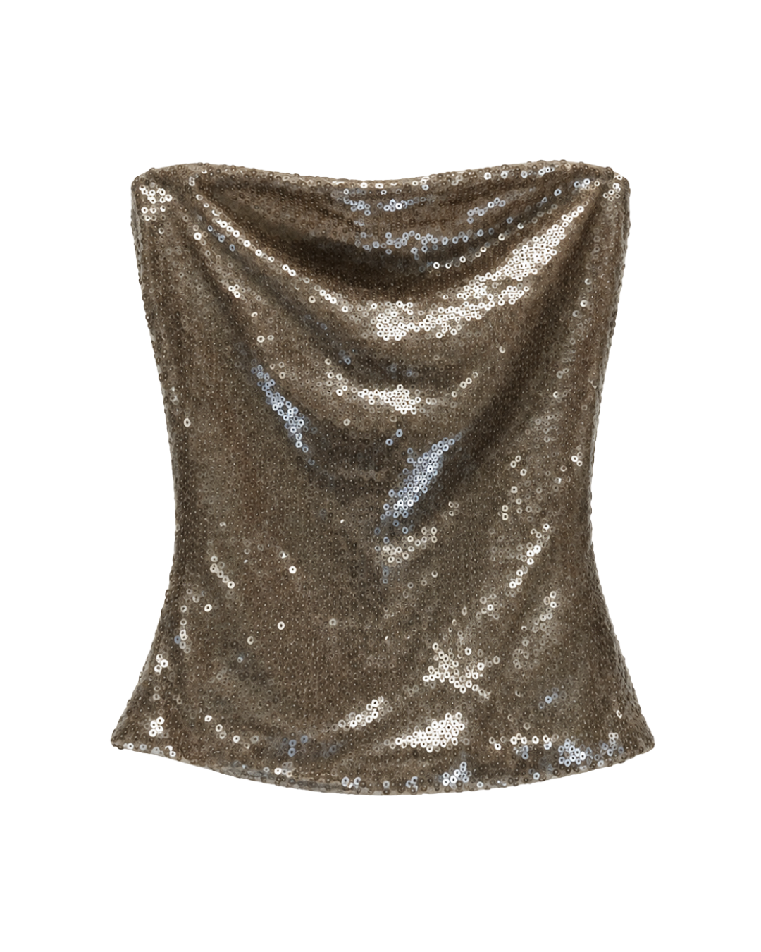 KHY Beige Sequin Shawl Tube Top