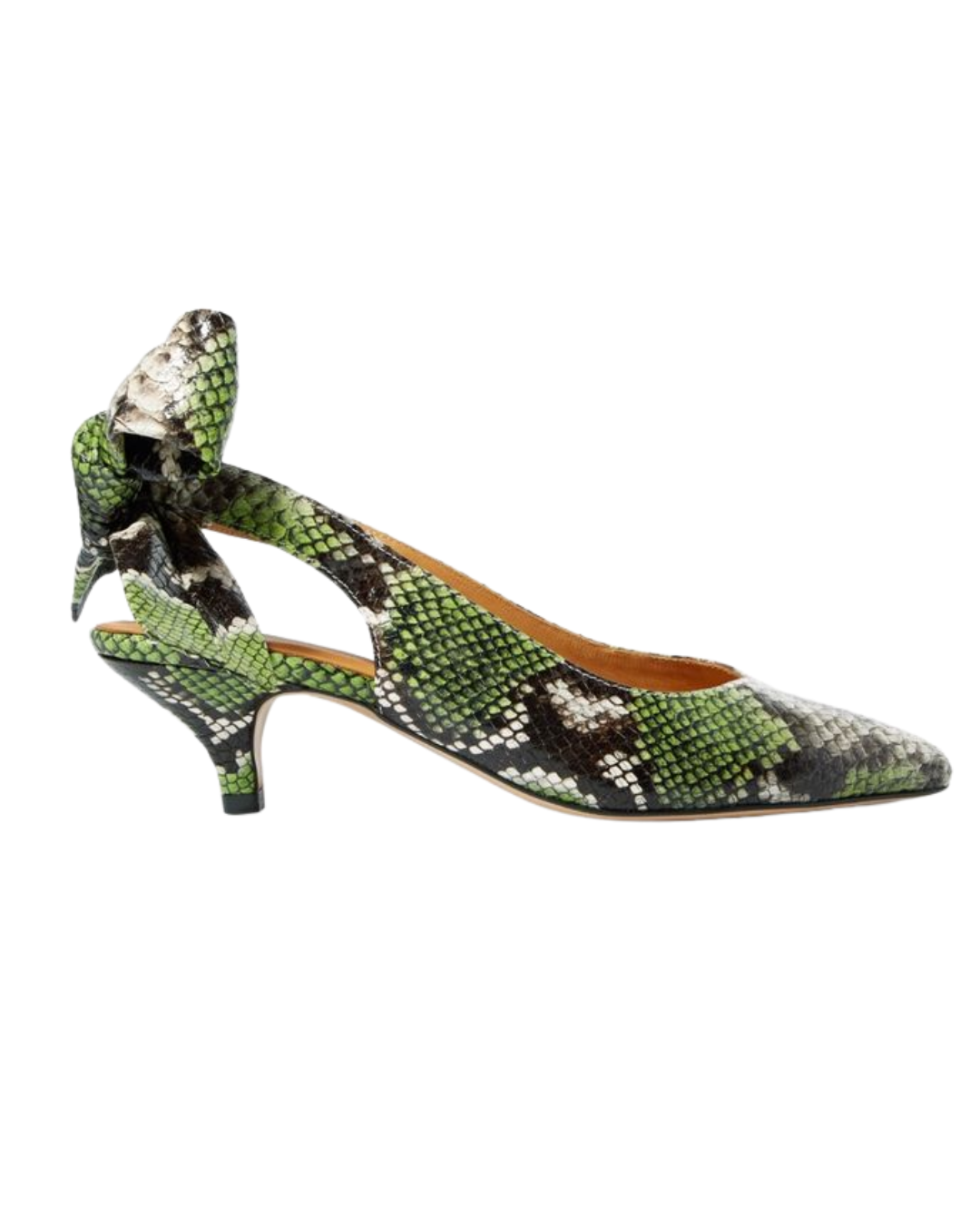 Ganni Green Snakeskin Sabine Pumps