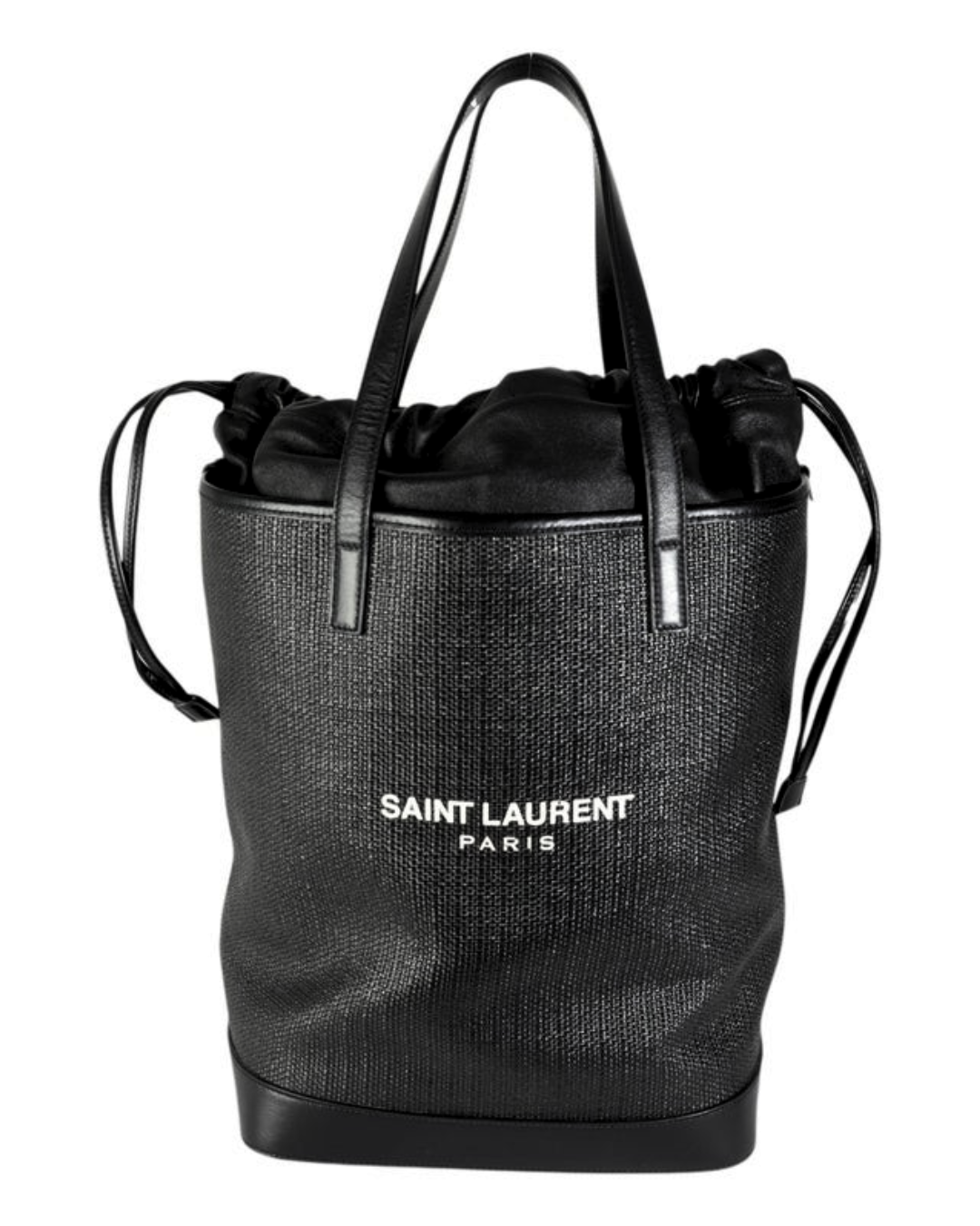 Saint Laurent Black Teddy Drawstring Leather Bag