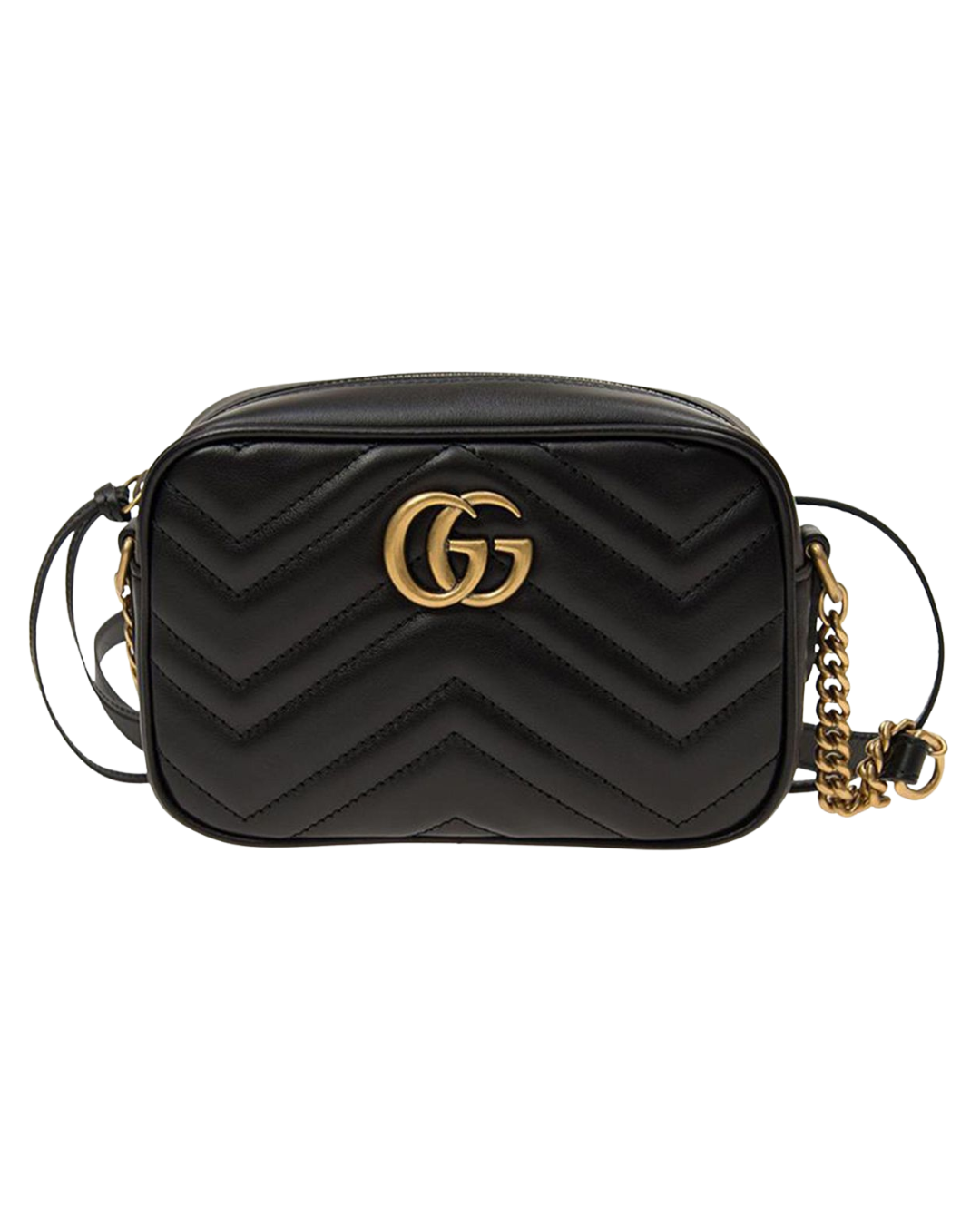Gucci Black Leather GG Marmont Small Crossbody Bag