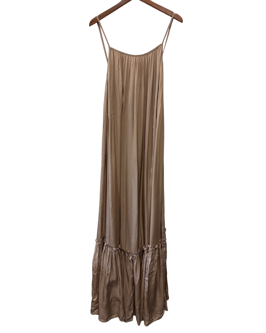 Greek Archaic Kori beige satin maxi dress