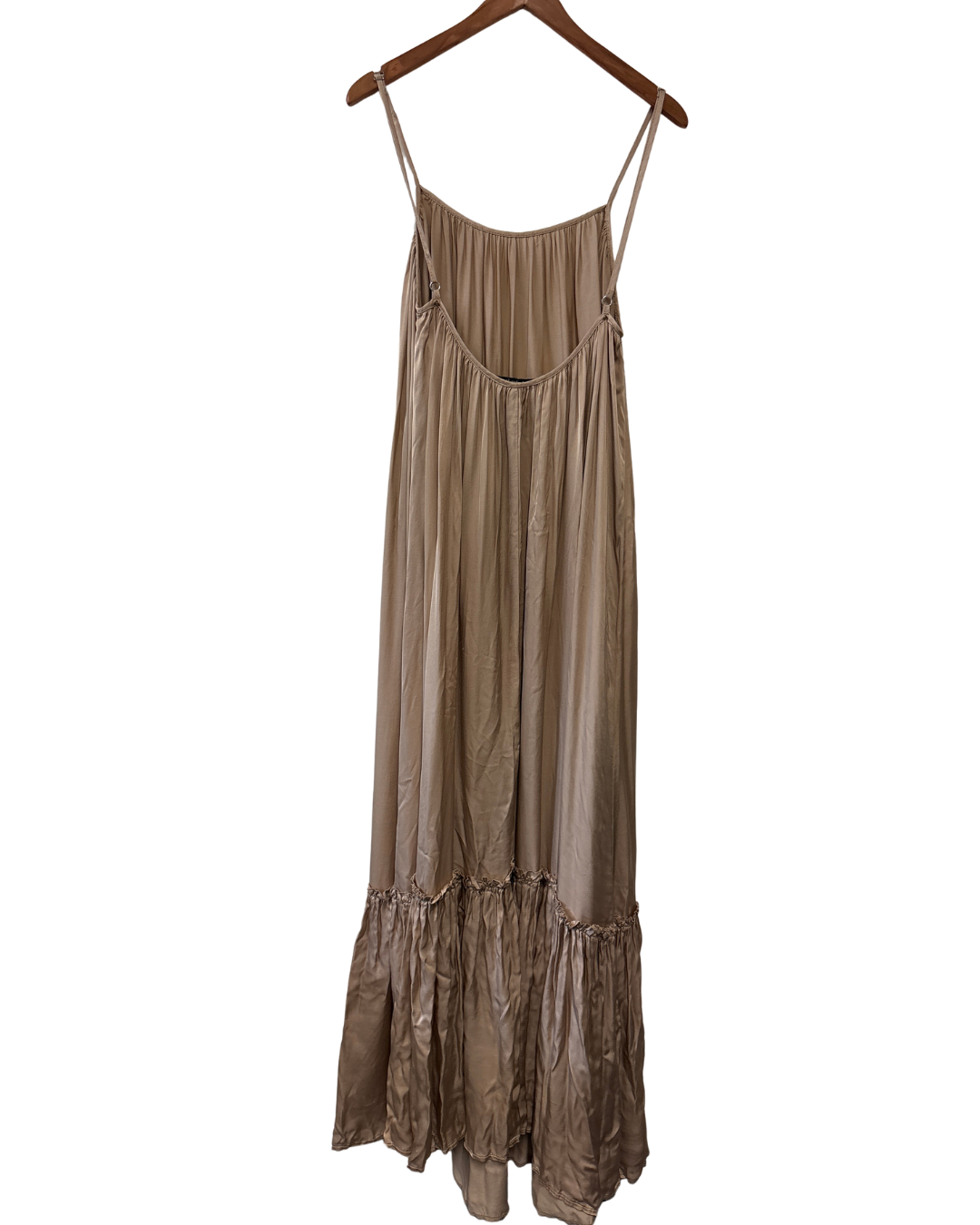 Greek Archaic Kori beige satin maxi dress