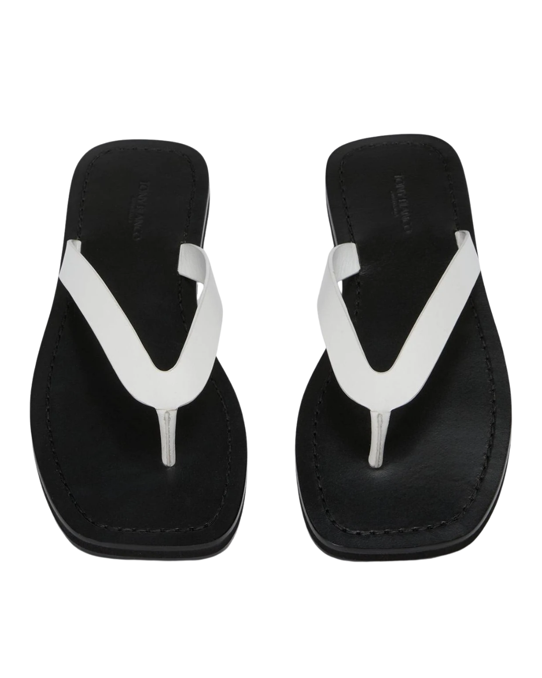 Tony Bianco Kimba White And Black Leather Flip Flops
